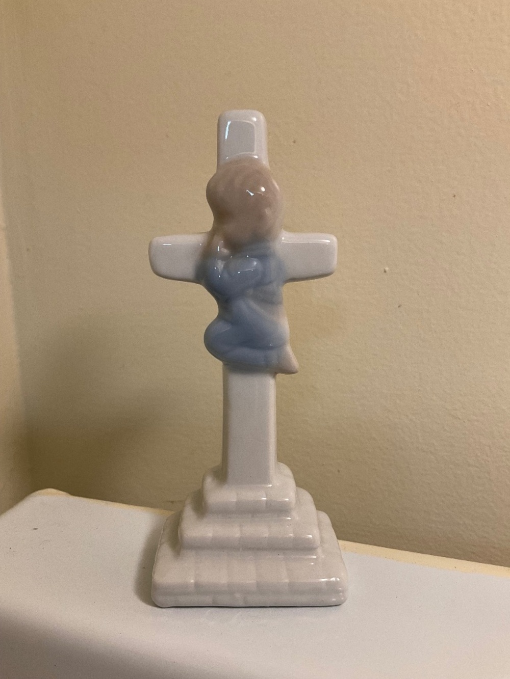 Ceramic Boy Praying Religious Figure Cake Topper Baptism Decor Gift